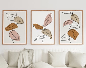 Set of 3 Prints, Neutral Wall Prints, Botanical Wall Prints, Plant Wall Art, Botanical Art, Minimalist Wall Art, Natural Wall Prints