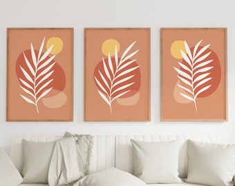 Set of 3 Prints, Boho Wall Prints, Boho Wall Decor, Set of 3 Boho Prints, Boho Wall Art, Boho Home Decor, Boho Leaf Print Set