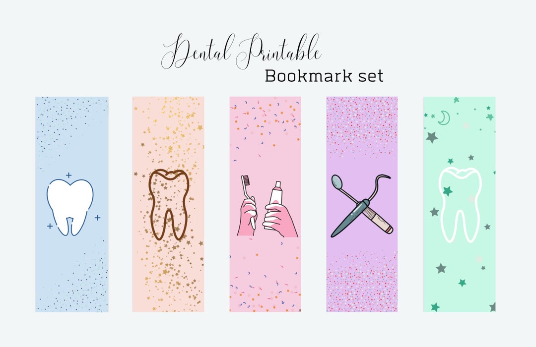 Tooth Bookmark Printable Instant Download Digital Download Etsy