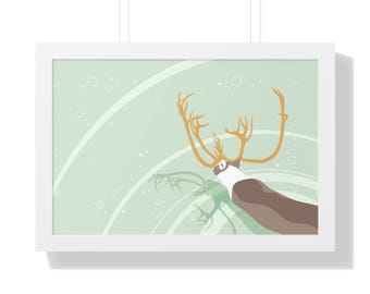 Alaska Caribou From Above (Framed Art Print)