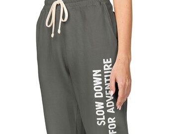 Sleepy Down For Adventure sweatpants | joggers with vertical text