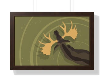 Alaska Bull Moose From Above (Framed Art Print)