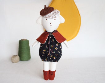 Sheep doll, dress doll, sheep doll, rag doll, baby gift, personalized gift.