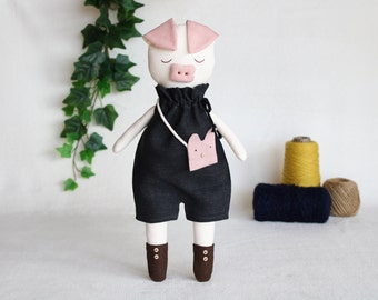 Pig doll, dress doll, pig doll, rag doll, baby gift, personalized gift.