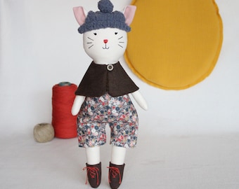 Cat doll, dress doll, cat doll, rag doll, baby gift, personalized gift.