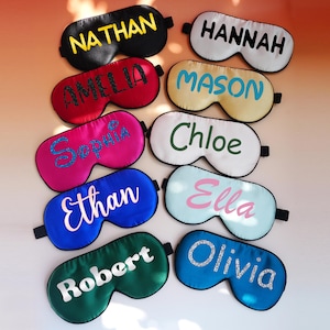 Kids Personalized Name Eye Mask | 100% Mulberry Silk | Organic Adjustable Sleep Eye Mask | Kids Birthday Gift | Sleep Eye Mask for Children