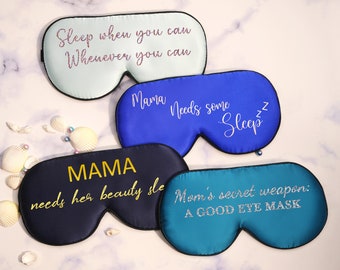 Masques pour les yeux en soie de mûrier Super Mom | Soie de mûrier 100 % biologique | Masque pour les yeux de sommeil réglable fait à la main | Maman a besoin d'un peu de sommeil | Cadeau pour maman