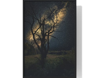 Enchanted tree and the Milky Way, Premium Framed Vertical Poster