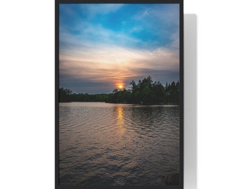 Vibrant sunset over Mcgragor's Lake, Landscape Photography | Premium Framed Vertical Poster  Premium Framed Vertical Poster