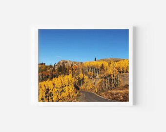 Yellow Autumn Trees, Mountains, Utah Photography, Nature Photography, Wall Art