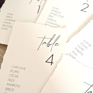 Plan de Table Mariage en Papier Coton – Bords Déchirés à la Main