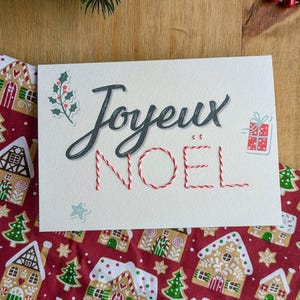 Carte de Vœux de Noël Brodée à la Main - Joyeux Noël