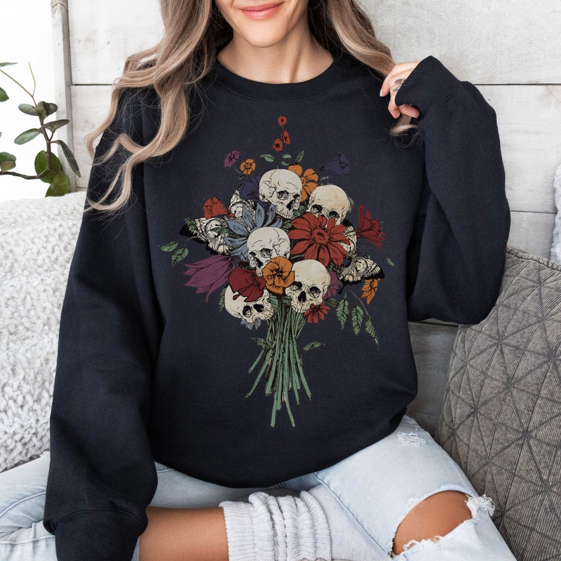 Flower Skull And Polka Dot Bouquet Hoodie