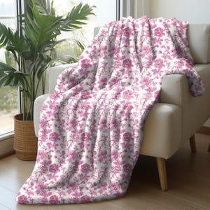 Simply shabby chic pink floral twin bed plush fleece blanket bedding new arrivals