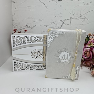 Custom Holy Quran, Silver Quran, free Quran for muslim, Handmade Quran box, Islamic Wedding Gift, Luxury Quran gift set