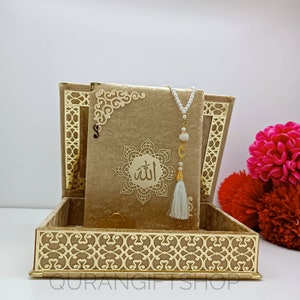 Handmade Velvet Quran Gift Set: Islamic Wedding, Gold Decoration