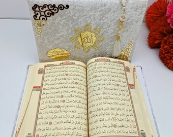 Personalized Quran with velvet box and tasbih set, Quran gifts set, Muslim gift set, Islamic Wedding Gift, Islamic Quran gift, Lux Quran set