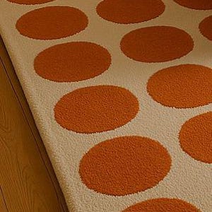 Orange Polka Dot Area Rug – Hand-Tufted Modern Wool Carpet | Mid-Century Dining Room Rug | Playful Retro Floor Decor | Shaurya Rugs