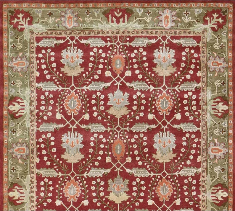 PB Franklin Multi Red Traditional Oriental Style Handmade Tufted 100% Woolen Area Rugs for Bedroom Living Room Dinning room Luxury Home