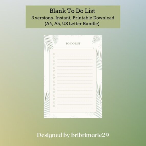 Minimal to Do List Printable Simple Task List Template Blank - Etsy