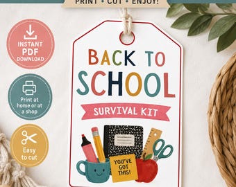 Back to School Survival Kit Gift Tag | Teacher Appreciation Printable (PDF Download)