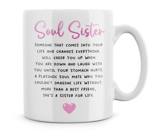 Soul Sister Friendship Mug Best Friend Bestie Gift Colleague Birthday Christmas Present Besties Work Bestie Sister For Life Coffee Mugs Cup