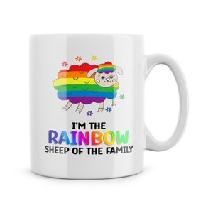 Funny Mugs Rainbow Sheep Of The Family Gay Bestie Best Friend Joke Gifts Hilarious Novelty Mugs LGBTQ Birthday Present Colleague Tea Cup