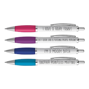 Profanity Pack of 5 Funny Pen Pack , Funny Pens, Banter Pens, Rude Pens,  Office Gifts, Hate People, Rude Stationery, Funny Gift for Adults 