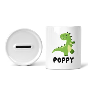 Personalised Money Box Custom Name Dinosaur Piggy Bank Ceramic Savings Jar Coin Pot For Kids Christening Gift Nursery Decor For Boy & Girls