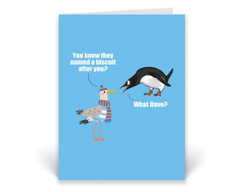 Funny Birthday Card - For Him Her - Humorous Birthday Greeting Cards - Penguin Biscuit Joke Witty Card - Colleague Best Friend Work Bestie