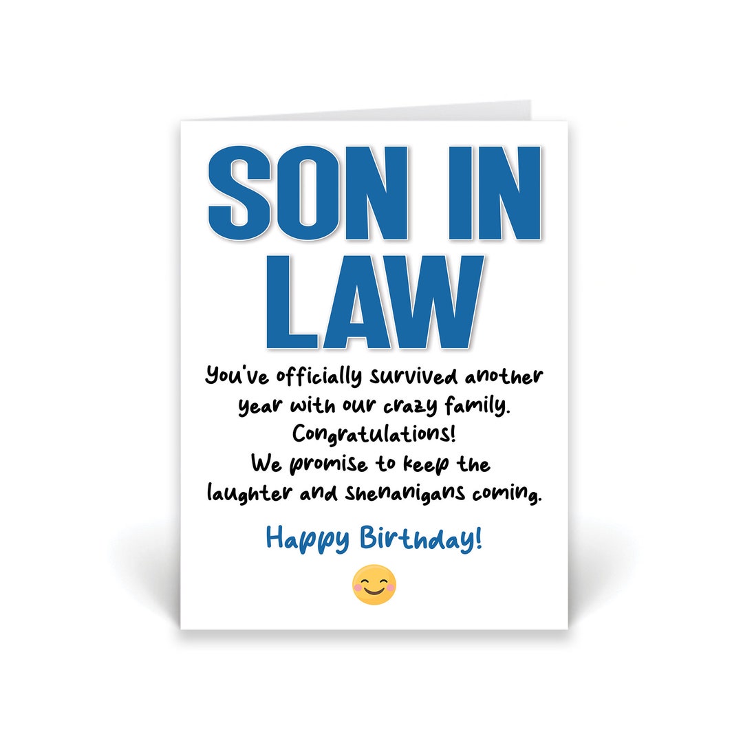 Funny birthday card for son-in-law with humorous message