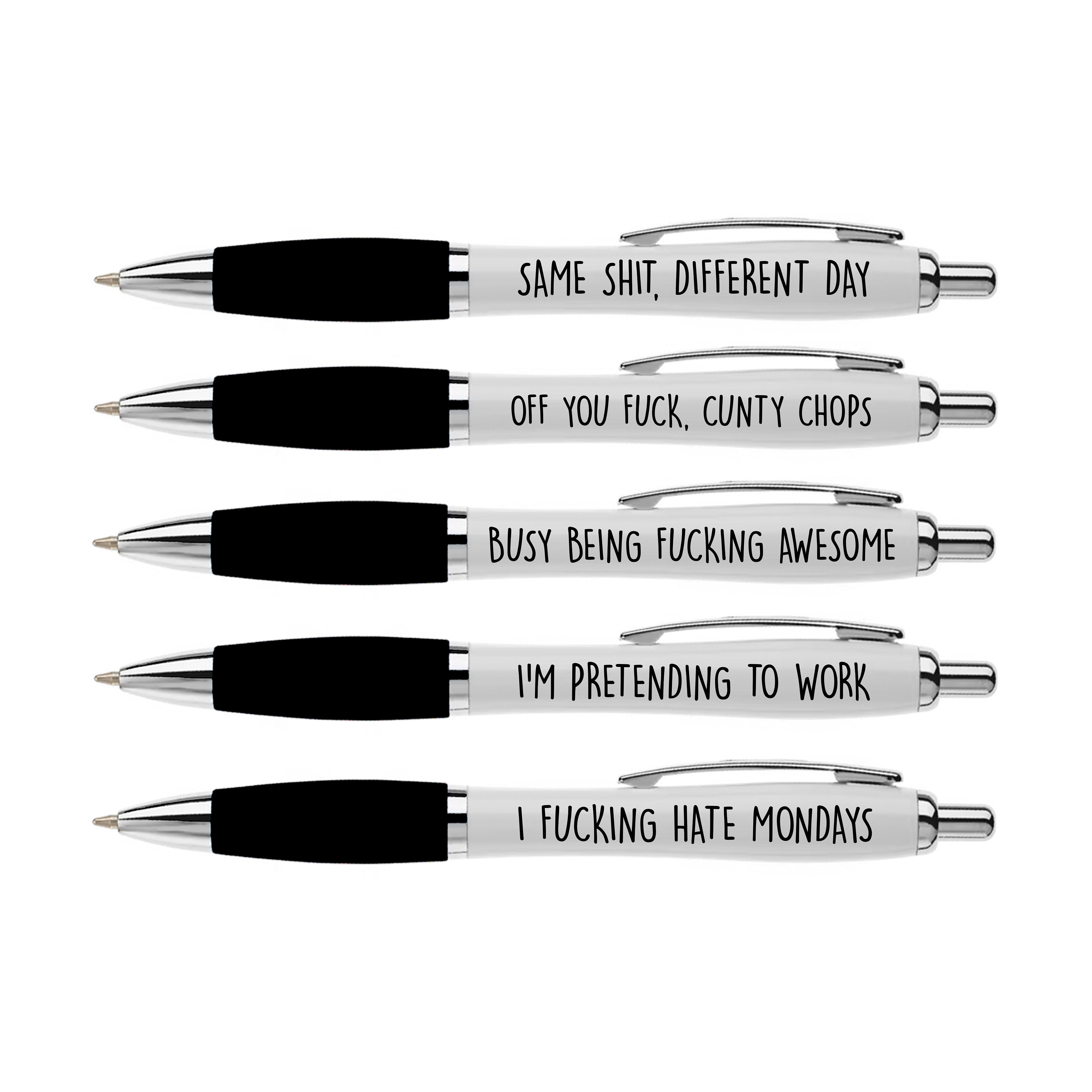 5x Rude Pens For Adults | Funny Boss Gifts Leaving Presents For Colleagues  | Silly Ballpoint Pen Novelty Funky Stationery Quirky Gift Office Desk
