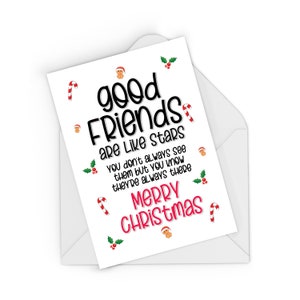 Christmas Card for Friends - Good Friends Are Like Stars - Best Friend ...