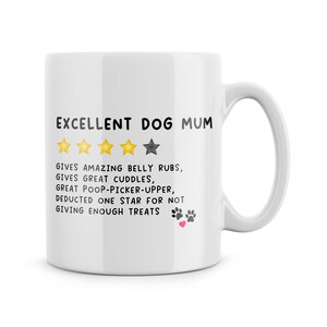 Excellent Dog Mum Mug 5 Star Review Joke Gift Funny Gifts From The Dog Mother&#39;s Day Gift Birthday Gift Novelty Dog Mum Mug Christmas Humour