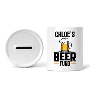 Personalised Money Box Beer Fund Funny Piggy Bank Savings Jar Pot Novelty Secret Santa Gift Husband Boyfriend Birthday Christmas Colleague