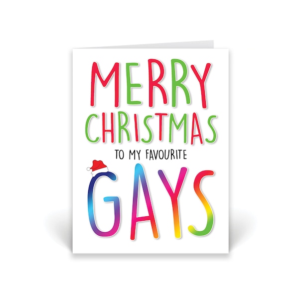 Funny Christmas Card For Gay Friends - Lesbian Xmas Cards - Gay Best Friend LGBTQ - Gay Couple Gift Merry Christmas To My Favourite Gays