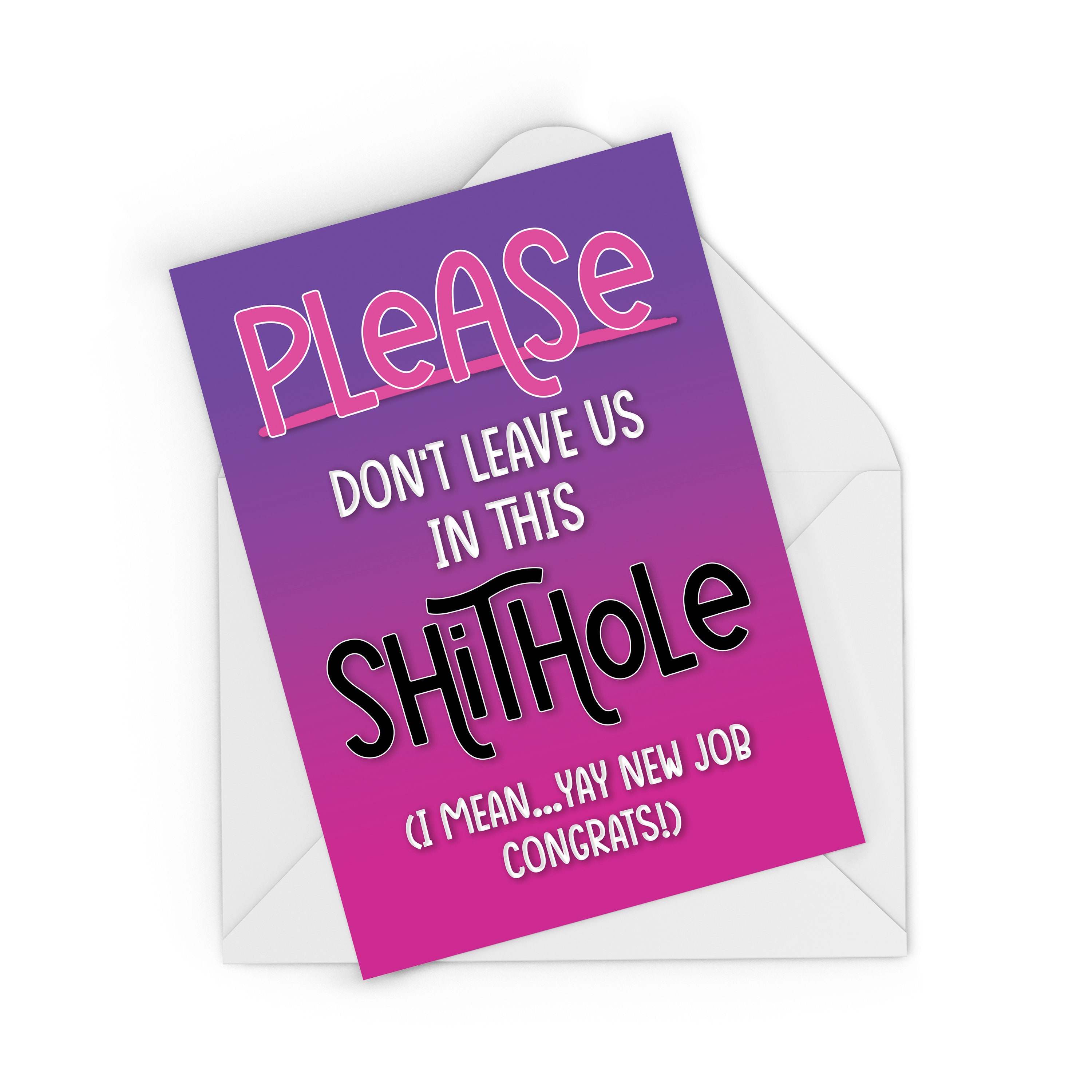 Lustige Abschiedskarte Für Kollegen – „Don't Leave Me In This Shithole“ (Glattpapier)