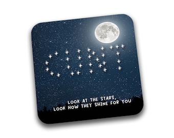 Funny Hardboard Coaster - Look At The Stars, Novelty Gift