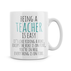Funny Teacher Mug - "Bike On Fire" Design