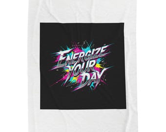 Energize Your Day Velvet Blanket | kinetic typography, melting letters, neon glitch