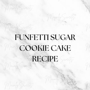 Carte de recette de gâteau aux biscuits au sucre Funfetti, téléchargement numérique, recette pas à pas de la recette de gâteau au four