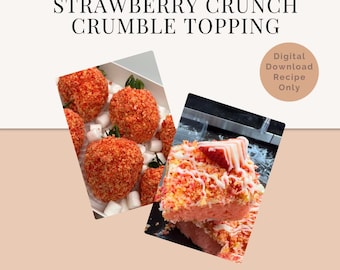 Receta de cobertura crujiente de tarta de fresas, descarga digital. Cobertura de postre de fresa.