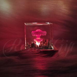 Handmade Nuke Lamp, Epoxy Art Explosion, Bedside Lamp, Bedroom lighting, Small Led Light, Epoxy Wood Night Light, Buclear Explosion Lamp
