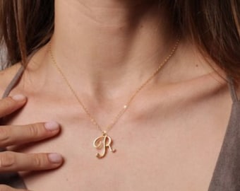 Personalized Gold Monogram Necklace • Gold Initial • Custom Name • Initial Jewelry • Mothers Necklace • Bridesmaid Gift • Gift For Her •