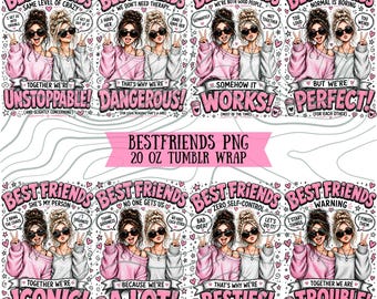 Best Friends PNG Bundle, 9 Bestie Tumbler Wrap Bundle, Friendship Quotes, BFF 20oz Skinny Tumbler Wrap, Best Friends Sublimation Download