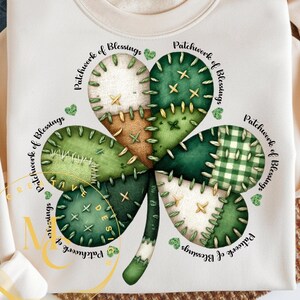 Shamrock Patchwork of Blessings Shirt Sublimation Design PNG | St Patricks Png Lucky Irish (Digital Download)