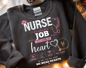 Nurse PNG Design, Work of Heart Quote, Nurse Shirt Sublimation, RN Gift, Nurse Life Graphic, Healthcare Digital Download
