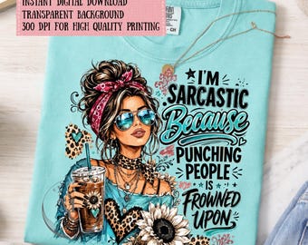 Sarcastic Woman SVG PNG, Funny Sarcasm Sublimation Design, Messy Bun Iced Coffee Graphic, Leopard Print Attitude PNG, Digital File