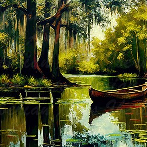 Out Boating, Louisiana Painting, Swamp, Marsh, Impressionism, Cajun Art, Louisiana Art, South Louisiana, Bayou, River