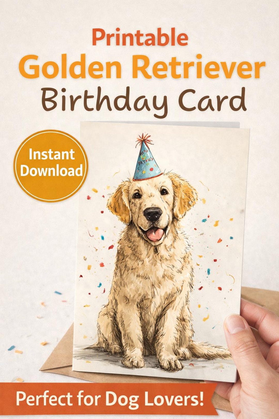 Golden Retriever Birthday Card – Happy Birthday Dog Lover Greeting ...